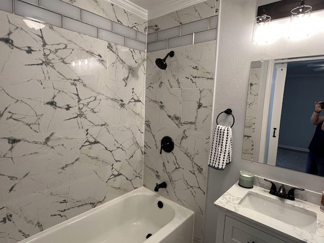 1906 Fernwood Cv, Benton, AR 72015 - full bathroom with bathtub / shower combination, vanity, and crown molding