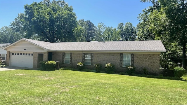 1410 Rock Creek Dr, Benton, AR 72019 - ranch-style home with brick siding, a garage, and a front yard