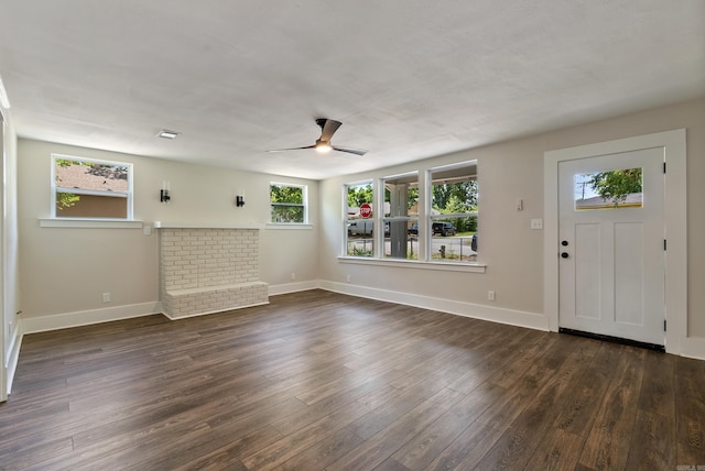 4300 W 16th St, Little Rock, AR 72204 - foyer featuring ceiling fan, baseboards, and dark wood-style floors