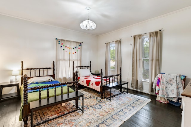 428 W S St, Benton, AR 72015 - bedroom with a chandelier, hardwood / wood-style flooring, and crown molding
