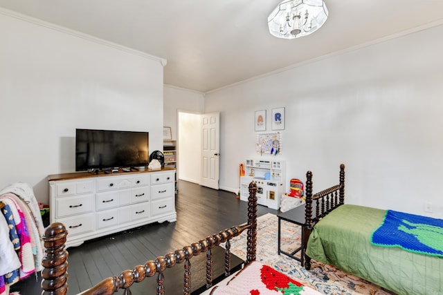 428 W S St, Benton, AR 72015 - bedroom with dark wood-type flooring, ornamental molding, and baseboards