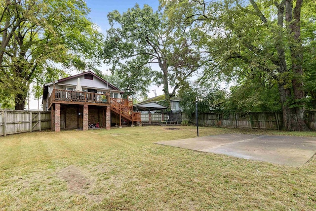 428 W S St, Benton, AR 72015 - view of yard featuring stairs, a deck, a gazebo, and a patio