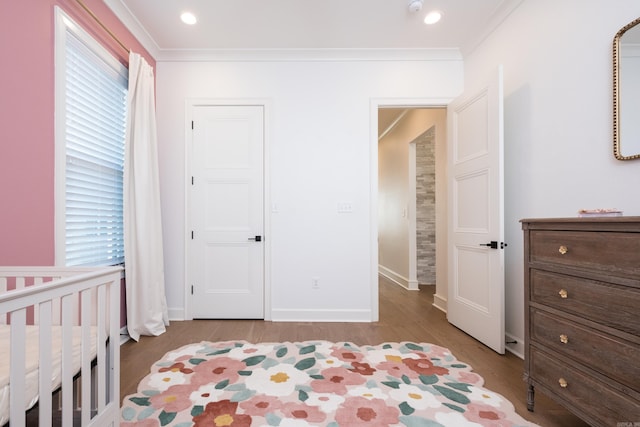 7021 Fields Dr, Alexander, AR 72019 - bedroom featuring light wood-style flooring, ornamental molding, and baseboards