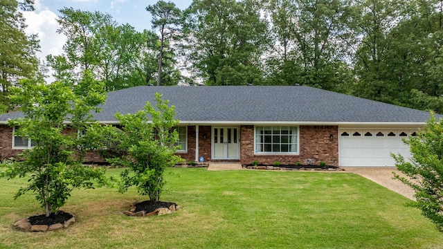 9 Leeward Ct, Maumelle, AR 72113 - single story home featuring a garage, brick siding, a front yard, concrete driveway, and roof with shingles