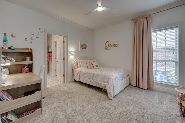 4715 Stockton Rd, Conway, AR 72034 - carpeted bedroom with ornamental molding and ceiling fan