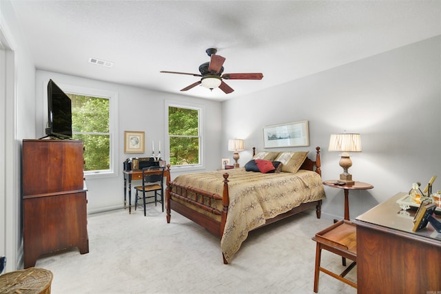 7 Galope Pl, Hot Springs Village, AR 71909 - bedroom featuring light carpet, baseboards, and ceiling fan