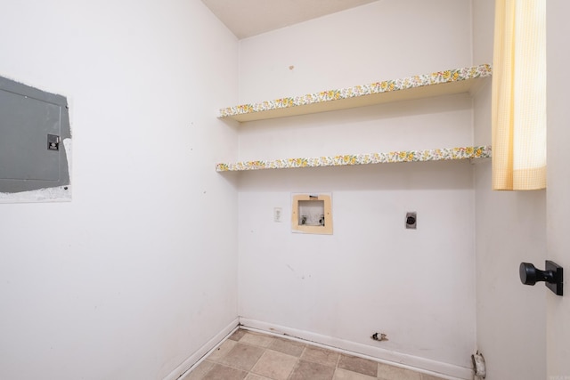 1117 Wild Turkey Ct, Little Rock, AR 72211 - washroom featuring hookup for an electric dryer, electric panel, baseboards, and hookup for a washing machine