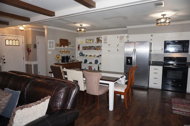 8 Tina Cir, Searcy, AR 72143 - dining room with dark wood-style flooring, crown molding, and beam ceiling