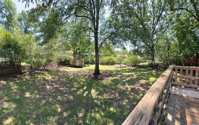 4900 Lochridge Rd, North Little Rock, AR 72116 - view of yard with a storage shed, an outbuilding, and a wooden deck