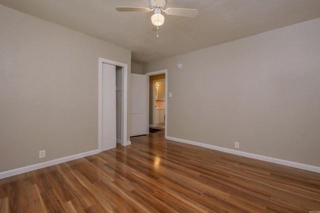 1318-1320 S Summit St, Little Rock, AR 72202 - spare room featuring wood finished floors, baseboards, and ceiling fan