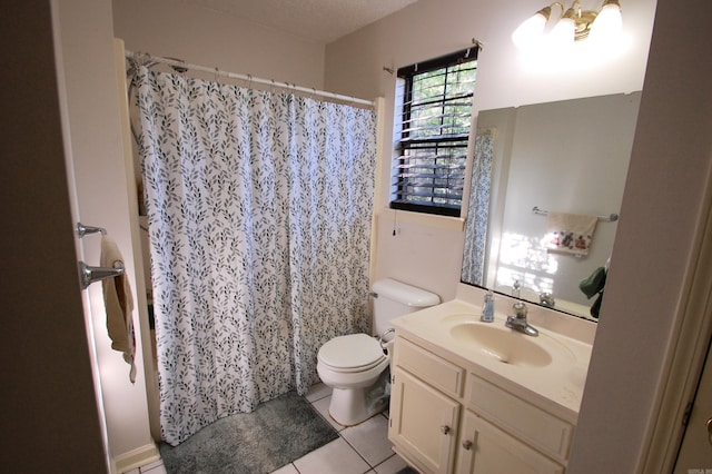 12601 Woodbury Dr, Little Rock, AR 72211 - bathroom featuring tile patterned floors, toilet, vanity, and a shower with shower curtain