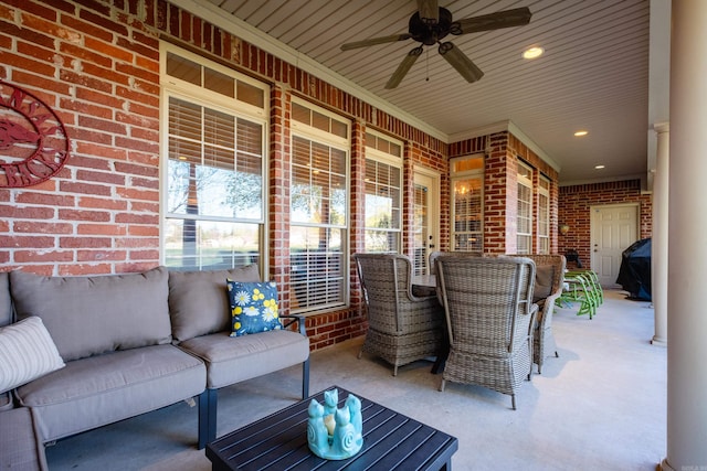 5718 Mediterranean Blvd, Benton, AR 72019 - view of patio / terrace featuring a ceiling fan, an outdoor living space, and outdoor dining area