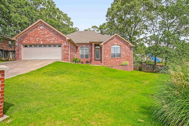 view of front of property featuring brick siding, a garage, concrete driveway, and roof with shingles