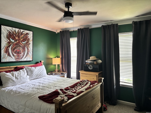 615 Miller Cv, Benton, AR 72019 - carpeted bedroom featuring ornamental molding, baseboards, and ceiling fan