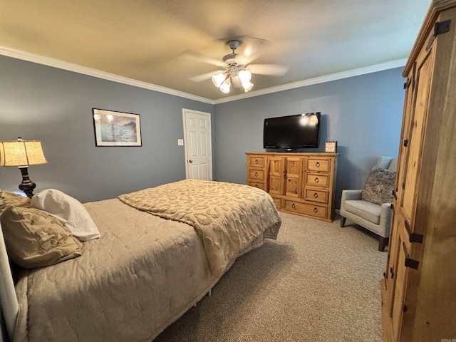 615 Miller Cv, Benton, AR 72019 - bedroom with ornamental molding, light colored carpet, and ceiling fan