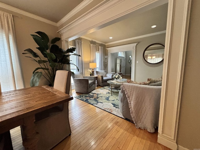 615 Miller Cv, Benton, AR 72019 - living room featuring light wood-type flooring and crown molding