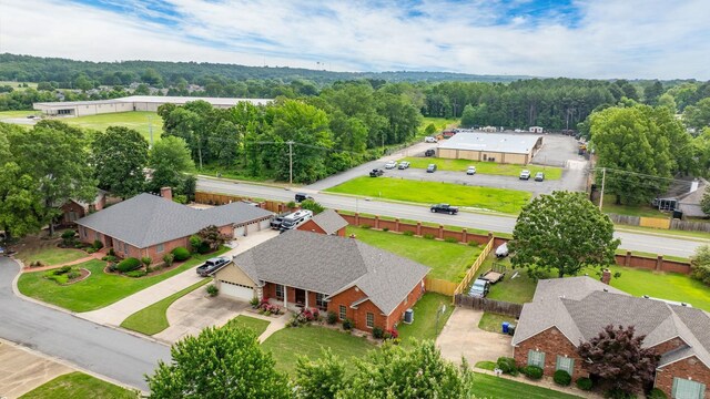 aerial view of a heavily wooded area