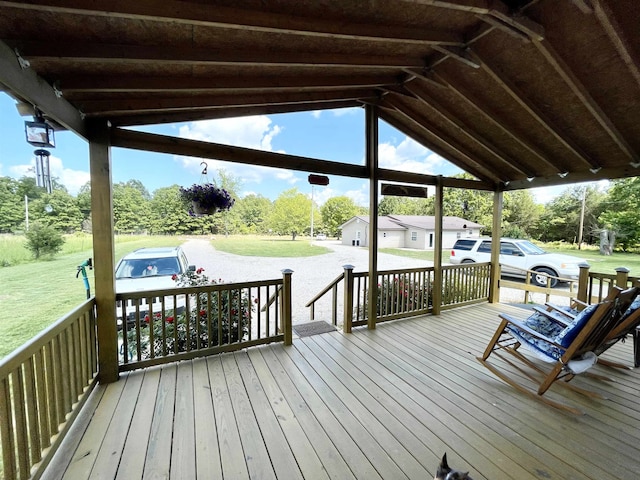 806 Autumnwood Rd, Ash Flat, AR 72513 - deck with a yard and view of wooded area