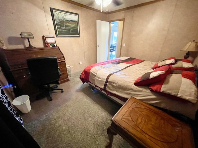 806 Autumnwood Rd, Ash Flat, AR 72513 - bedroom with carpet, an office area, and a ceiling fan