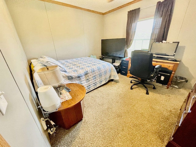 806 Autumnwood Rd, Ash Flat, AR 72513 - bedroom with ornamental molding, carpet flooring, and an office area
