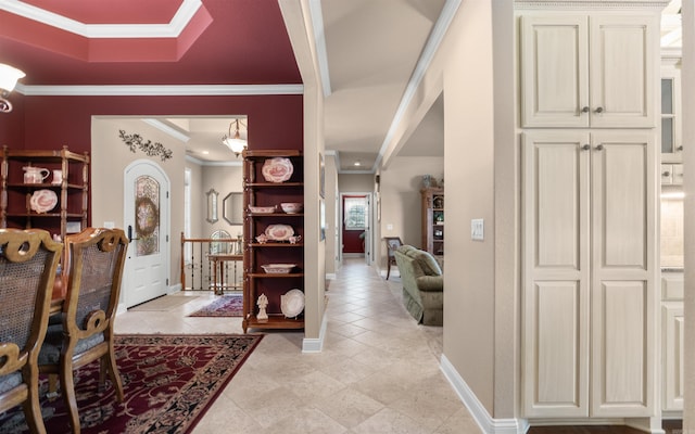 26 Pillar Ln, Hot Springs Village, AR 71909 - foyer with baseboards, crown molding, and light tile patterned flooring