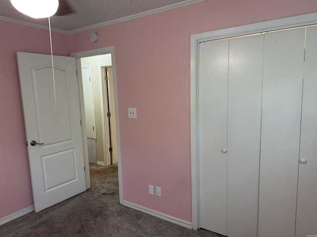 122 Meadow Cliff Cir, Fairfield Bay, AR 72088 - unfurnished bedroom with carpet, crown molding, a closet, and baseboards