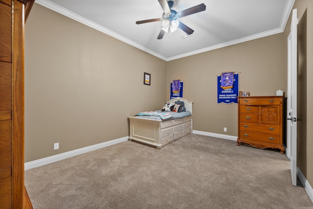 20 Stonegate, Hot Springs, AR 71913 - bedroom featuring ornamental molding, carpet floors, baseboards, and a ceiling fan