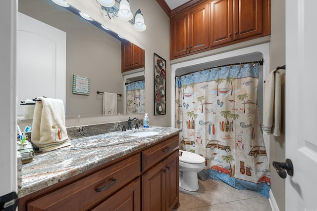 20 Stonegate, Hot Springs, AR 71913 - full bath with tile patterned floors, toilet, vanity, and a shower with curtain
