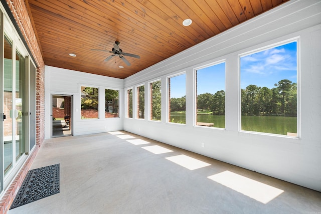 20 Stonegate, Hot Springs, AR 71913 - unfurnished sunroom featuring wooden ceiling, a ceiling fan, carpet flooring, and recessed lighting
