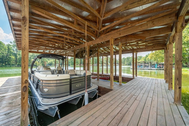 20 Stonegate, Hot Springs, AR 71913 - dock area with boat lift, a water view, and view of wooded area