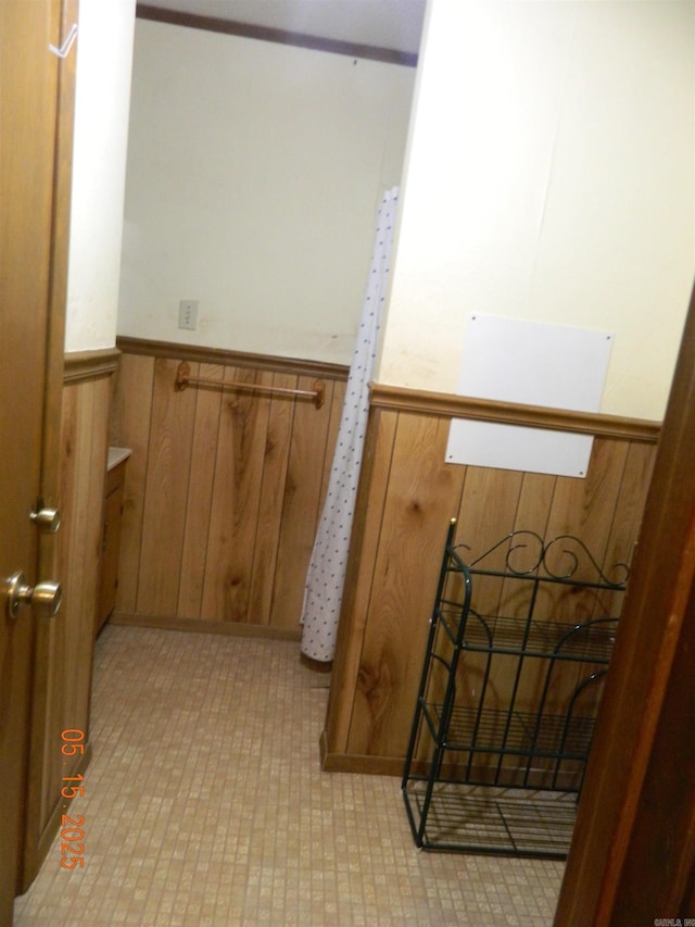 102 Turtle Creek Dr, Gurdon, AR 71743 - bathroom with a wainscoted wall and wood walls
