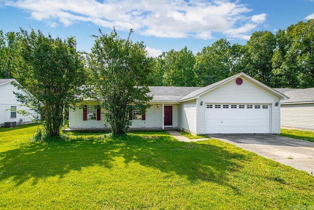 51 Fieldcrest Cir, Cabot, AR 72086 - single story home with asphalt driveway, an attached garage, central air condition unit, and a front lawn