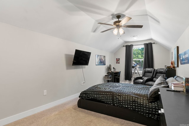 5101 Peace Ln, Alexander, AR 72002 - bedroom with lofted ceiling, carpet floors, baseboards, and a ceiling fan