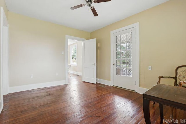 201 E 21st St, Little Rock, AR 72206 - interior space featuring a ceiling fan, hardwood / wood-style flooring, and baseboards