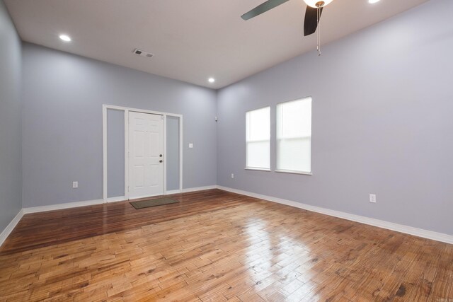 1407 Hanger St, Little Rock, AR 72202 - empty room with a ceiling fan, light wood-type flooring, baseboards, and recessed lighting