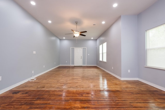 1407 Hanger St, Little Rock, AR 72202 - spare room featuring ceiling fan, wood finished floors, recessed lighting, and baseboards