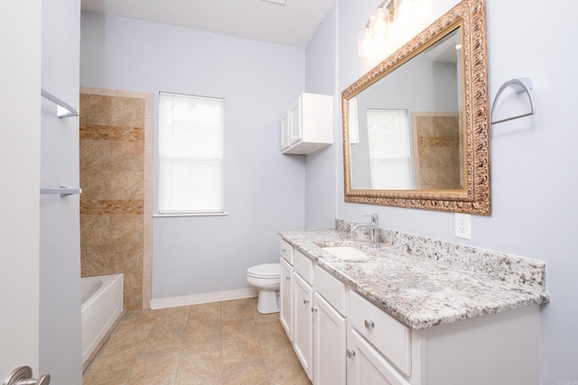 1407 Hanger St, Little Rock, AR 72202 - bathroom with vanity, toilet, a shower, and baseboards