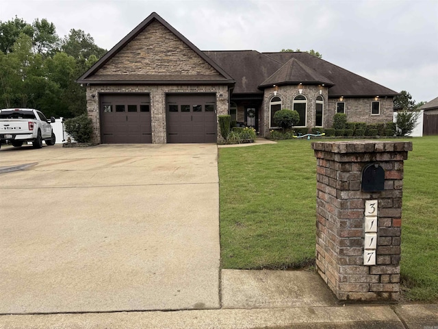 3117 Stonehenge Dr, Searcy, AR 72143 - view of front of house featuring an attached garage, a front lawn, driveway, and brick siding