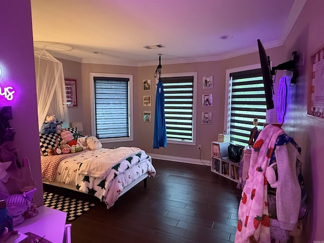 3117 Stonehenge Dr, Searcy, AR 72143 - bedroom with dark wood-style floors, ornamental molding, and baseboards