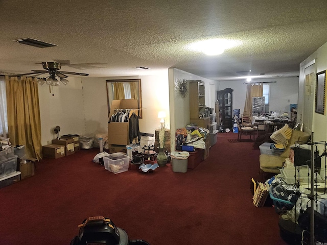11806 Veronica, North Little Rock, AR 72118 - miscellaneous room with carpet floors, a textured ceiling, and a ceiling fan
