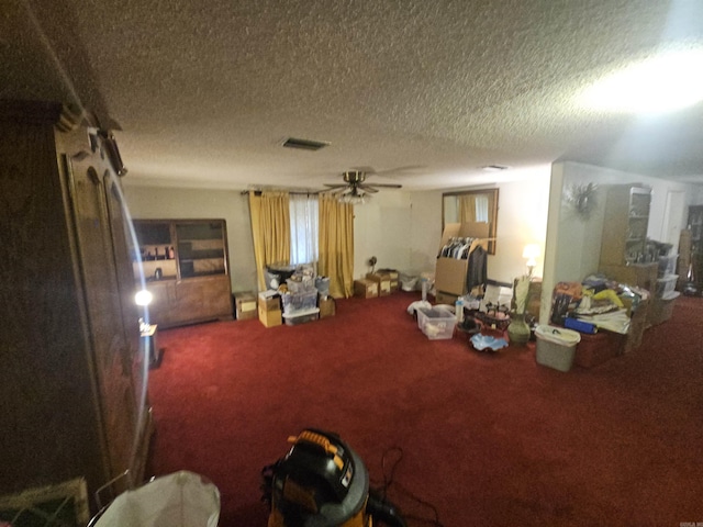 11806 Veronica, North Little Rock, AR 72118 - living room with carpet, a textured ceiling, and a ceiling fan