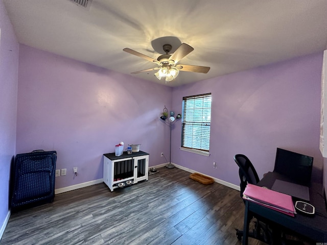 1041 Slatecreek Way, Lonsdale, AR 72087 - office space with dark wood-style floors, ceiling fan, and baseboards