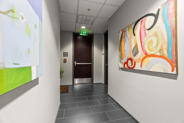 300 E Third # 1302, Little Rock, AR 72201 - hall with dark tile patterned floors and a drop ceiling