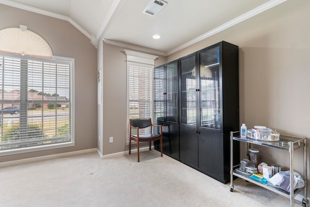 223 Maranes Cir, Maumelle, AR 72113 - sitting room featuring healthy amount of natural light, carpet, crown molding, baseboards, and recessed lighting