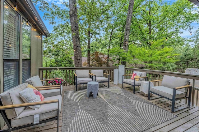 451 Forrest Dr, Heber Springs, AR 72543 - wooden terrace featuring outdoor lounge area