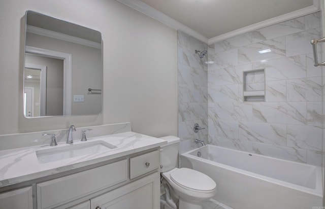 121 Majestic Cir, Maumelle, AR 72113 - bathroom featuring crown molding, toilet, bathing tub / shower combination, and vanity