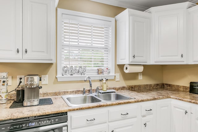 41 Winners Cir, Cabot, AR 72023 - kitchen featuring dishwashing machine, a sink, white cabinets, and light countertops