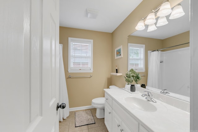 41 Winners Cir, Cabot, AR 72023 - full bathroom with tile patterned floors, toilet, vanity, baseboards, and a shower with shower curtain