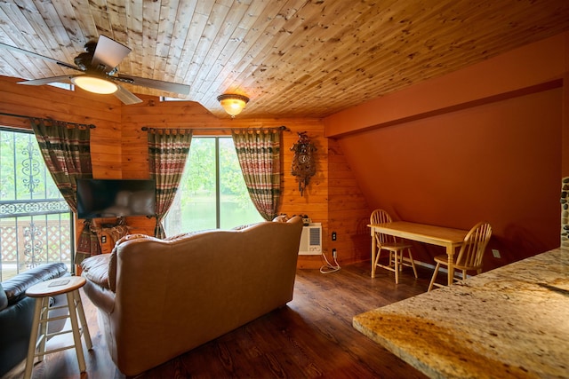 1 Kiwanie Crk, Cherokee Village, AR 72542 - living area with wooden ceiling, plenty of natural light, wood walls, vaulted ceiling, and wood finished floors