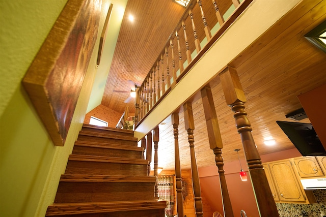 1 Kiwanie Crk, Cherokee Village, AR 72542 - stairs with a high ceiling and wooden ceiling